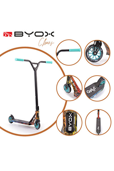 byox Trotineta copii freestyle din aluminiu Chaos Black Blue,ghidon rotativ 3...