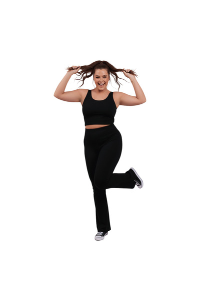 Barato Plus Size Premium Fabric Black Palazzo Leggings