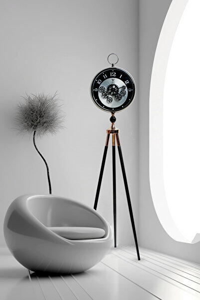 VOGUE VENUE Premium Vintage Tripod Foot Clock Adjustable Wooden Stand Antique Style Decorative Standing Clock