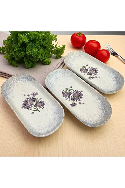 Keramika Blue Lily Noyan Boat Salad Plate 26cm 3 Pieces