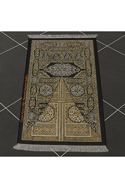 Tesbihane Zarif Kutulu Kişiye Özel Nakış İşlemeli Kabe Kapısı Motifli Tesbih Hediyeli Siyah Hediyelik Seccade