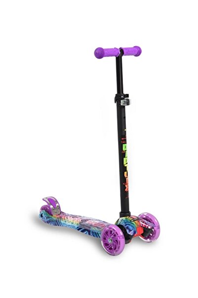 byox Children's scooter 3-5 years old, Rapture Purple, light weight, wheels with lights and adjustable handlebars
