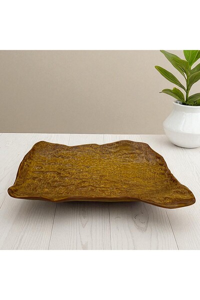 İREA PORSELEN Wood 25 cm Porcelain Rectangular Gondola Boat Plate Sushi Plate
