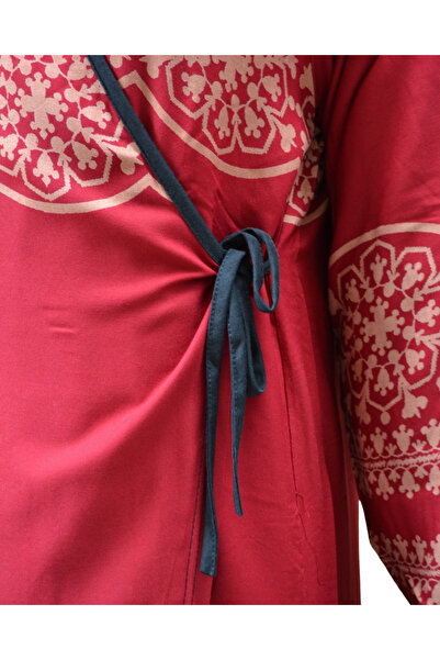 Bilenler Geometric Patterned Double Breasted Prayer Dress – Side Tie, Comfortable Fit Size 36–46