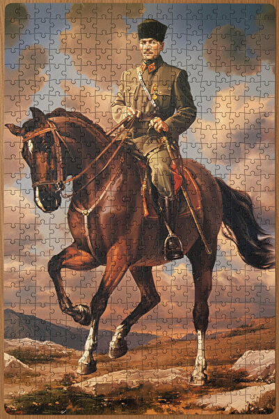 begovart Gazi Mustafa Kemal Atatürk Ve Atı Sakarya 1000 Parça Ahşap (MDF) Puzzle Yapboz