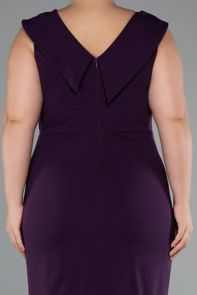 Abiyefon Mor Kolsuz Midi Büyük Beden Davet Elbisesi ABK2422