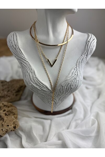 SEDEF TAKI Gold uzun tasarım zincir kolye