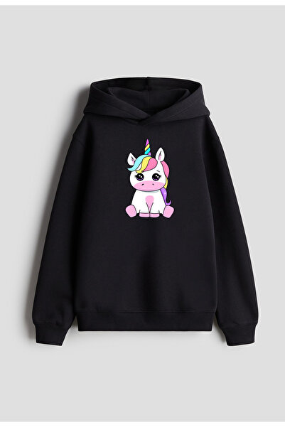 MODA Unicorn Unicorn με τύπωμα Μαύρο φούτερ με κουκούλα για αγόρια και κορίτσ...