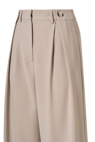 FACETTE Button Detail High Waist Palazzo Pants Beige