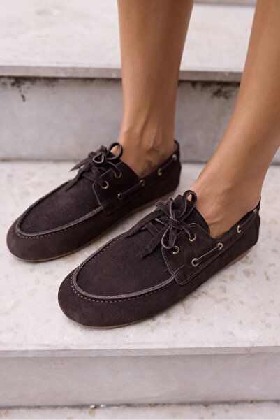 ANGELİNA JONES CLARO ДАМСКИ КАФЯВИ МОКАСИНИ ОТ ИСТИНСКА ЗАМША