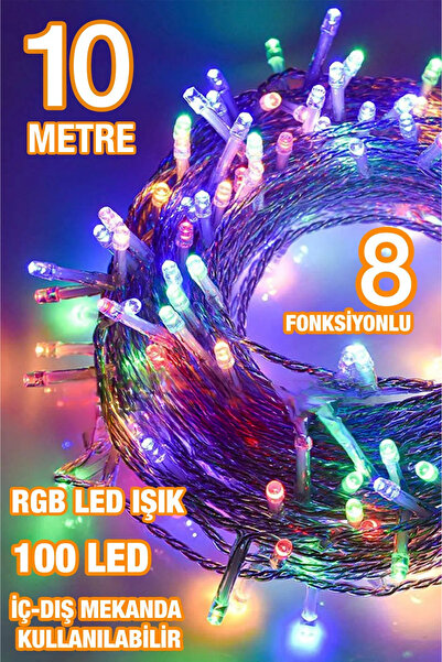 Rabelix Online Marketing 10 Metre 100 Ledli Rgb Renk Fişli Led Işık Dekor Yıl...
