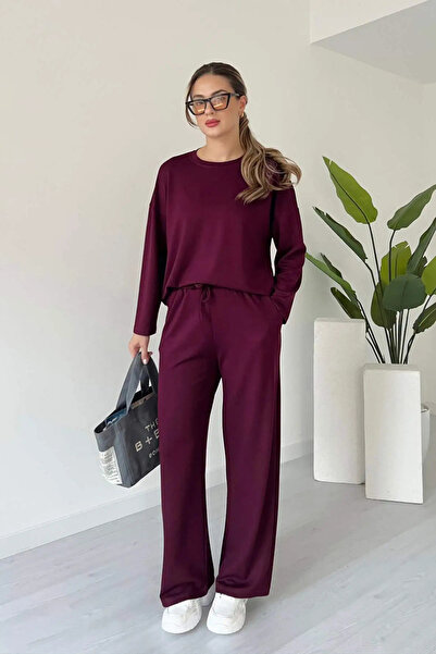 MODAMİNEM Women's Modal Fabric Long Sleeve Basic Tracksuit Set