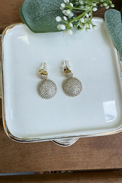 AURA ATELIER Steel Dangle Stone Round Earrings