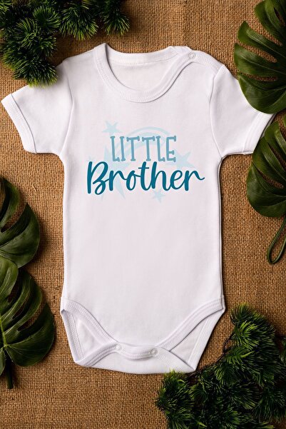 EYDUBABY Little Brother Printed Baby Bodysuit with Snap Fasteners