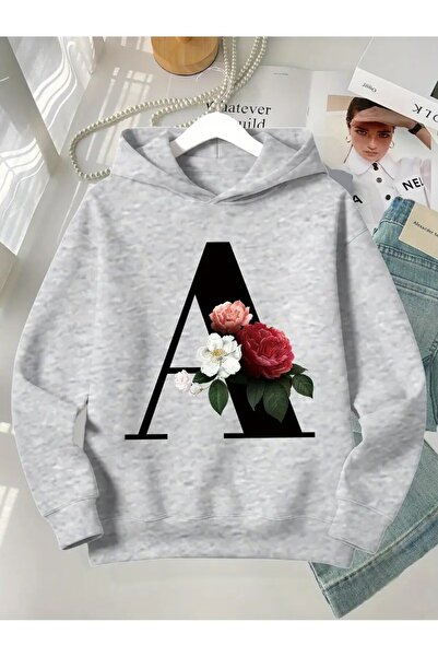 oneagılyazı A' Harf Baskılı Kapüşonlu Sweatshirt