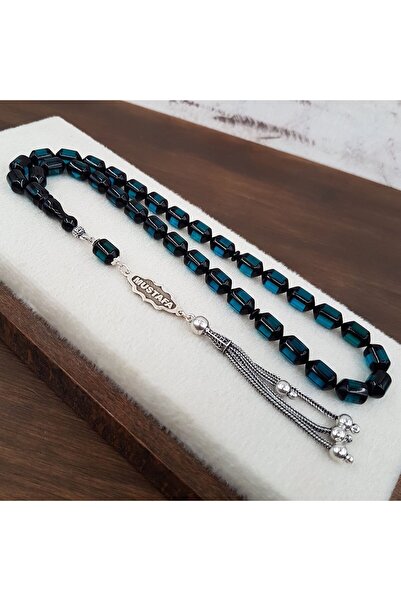 Kehribar Diyarı İsme Özel Mavi Kapsül Kesim Sürmeli Ateş Kehribar