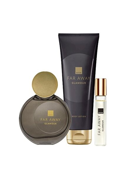 AVON Set 3 produse Far Away Glamour, - Apa de parfum 50 ml, Lotiune de corp 125 ml si Mini-Apa de pa