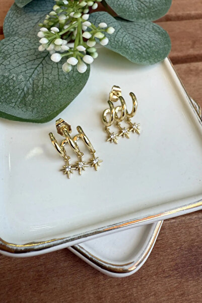 AURA ATELIER Steel Triple Star Dangle Earrings