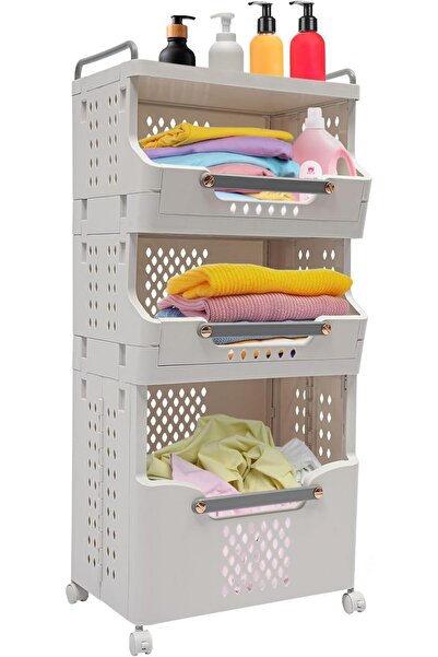 AZAF سلة غسيل، جامع غسيل بلاستيكي، عربة غسيل، منظم غسيل