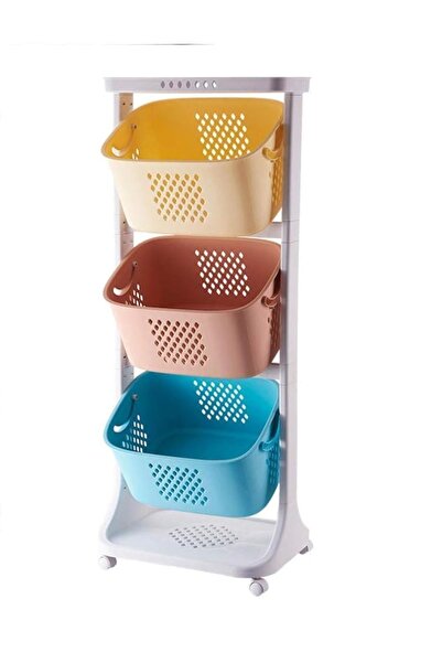 AZAF 3 Tier laundry basket removable washing basket on wheels laundry hamper