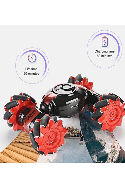 Oyuncakistan Şarjlı, 360 Derece Dönebilen El'den ve Kumanda Kontrollü, RC Racing 4WD Dönen Dublör Araba-Stunt Car