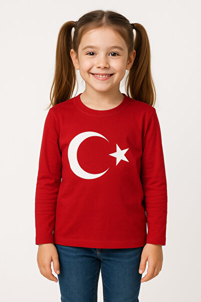 Sibel Günay Butik Dječji crveni unisex bodi dugih rukava sa turskom zastavom,...