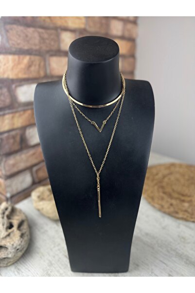 SEDEF TAKI Gold uzun tasarım zincir kolye