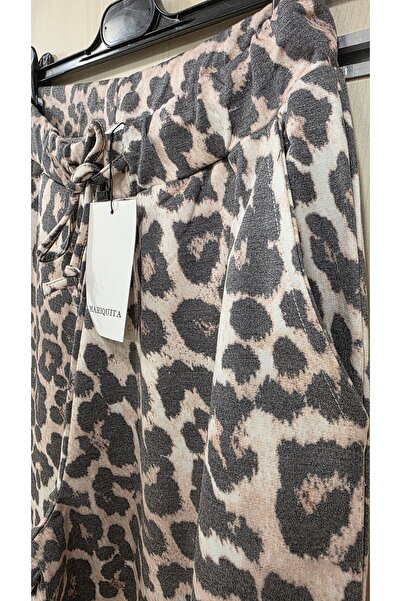 trendbysena Γυναικεία φούτερ με λεοπάρ σχέδιο με φαρδιά πόδια