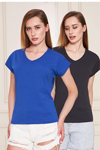 YÜKSEL IŞIK Αμάνικο μπλουζάκι με λαιμόκοψη σε σχήμα V, πακέτο 2 τεμαχίων