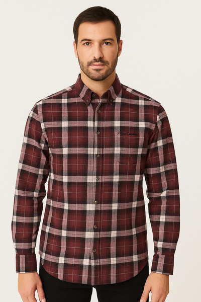 ModaPlaza Classic Checkered Melange Long Sleeve Shirt Pier Chuvin