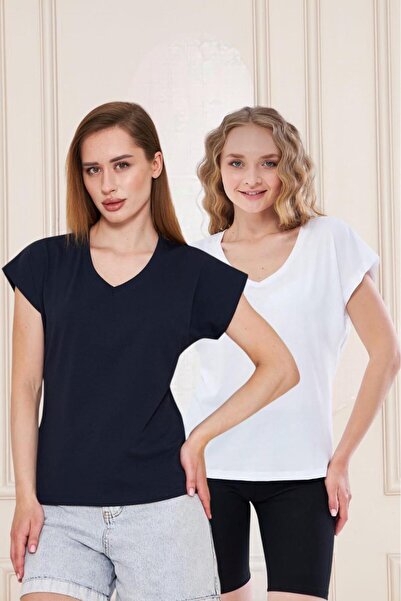 YÜKSEL IŞIK Αμάνικο μπλουζάκι με λαιμόκοψη σε σχήμα V, πακέτο 2 τεμαχίων