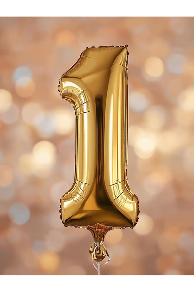 Umamiçe 1 بالون ذهبي على شكل رقم – بالون فويل مقاس 40 بوصة (100 سم).
