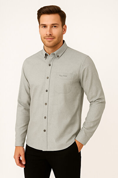ModaPlaza Men's Classic Plain Melange Vikol Shirt