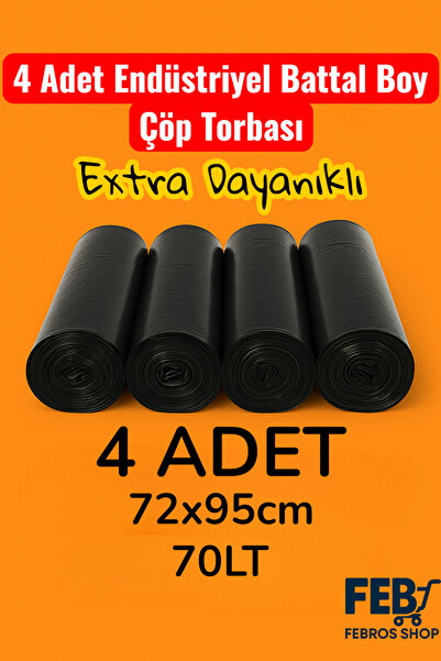 Febros 70 Lt ( 4 PAKET ) Avantaj Paket Endüstriyel Çöp Poşeti Battal Boy Çöp ...
