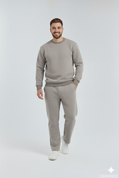 OXVİN Straight Leg Crew Neck Three Thread Soft Cotton Oversized Tracksuit Set