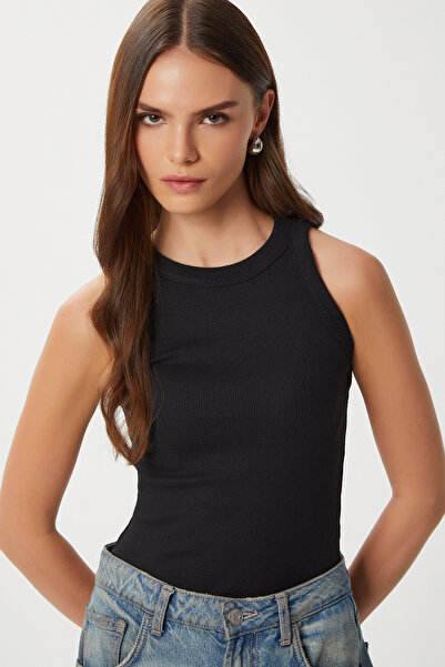 Lovelyİstanbul 2-Pack Ribbed Knitted Undershirt Len0041 Black White