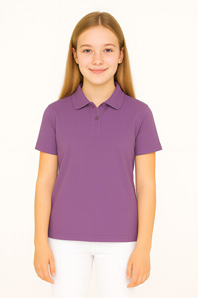 Sibel Günay Butik Μπλουζάκι με λαιμόκοψη πόλο για εφήβους |   Λιλά |   100% β...