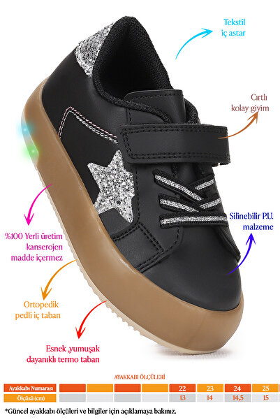 KARAMAZI Rena Daily Velcro Lighted Baby Girl Sports Shoes