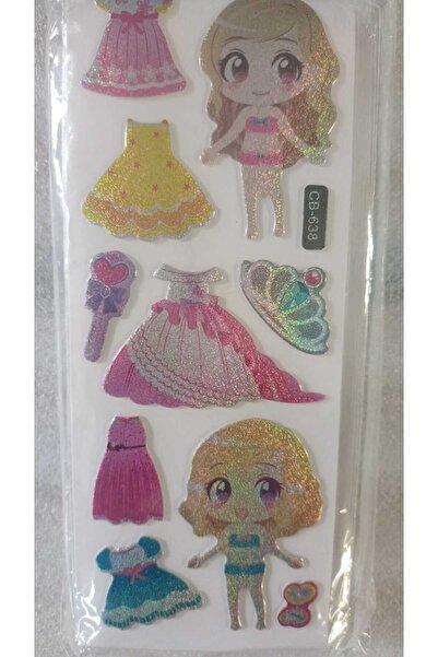 BADE TOYS Sparkly STICKERS KIZ GİYDİRME Temalı Kabartma Stıcker 6 Kartela