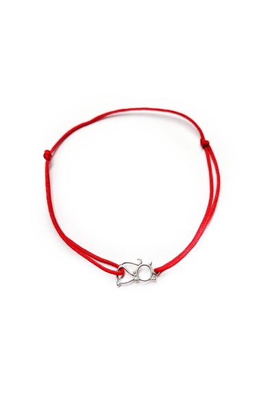 Wild Bracelets Adjustable adult bracelet made of 925 Silver with Kitty charm and red silk cord
