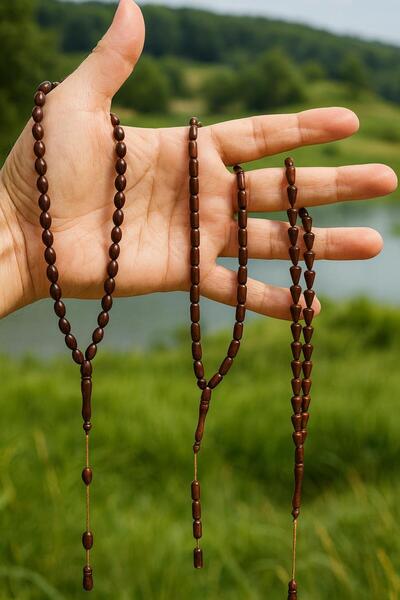 Lio20 7X10 Tear Drop-Cornelian-Capsule Cut Iznik Craft Natural Kuka Tree 3-Piece Prayer Bead Set