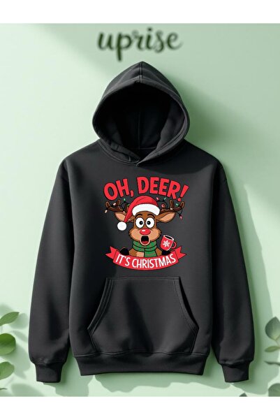 Vordevia Hanorac de Crăciun de Anul Nou cu imprimeu din bumbac cu 3 fire O su...