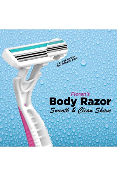 Floren Disposable Body Razors 5pk | Aloe & Vitamin E | 3 Premium Blades