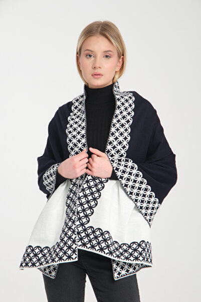 Cebe Ring-Patterned Shoulder Shawl, Double-Sided Knitwear Shoulder Shawl