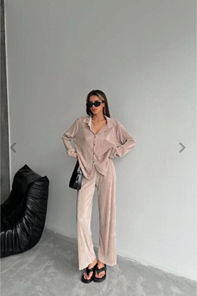 KONTRAST BOUTIQUE KADIN PLİSELİ GÖMLEK PANTOLON TAKIM