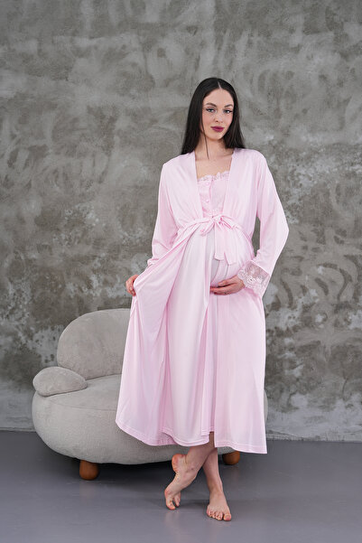 Lohusa Homewear Set de 2 cămăși de noapte pentru maternitate, din bumbac, cu ...