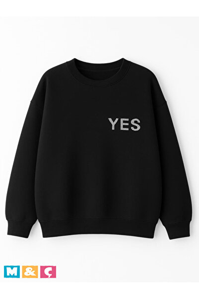 MÇ FAMİLY STORe سترة رياضية سوداء موسمية بأكمام طويلة وياقة دائرية مزينة بالأ...