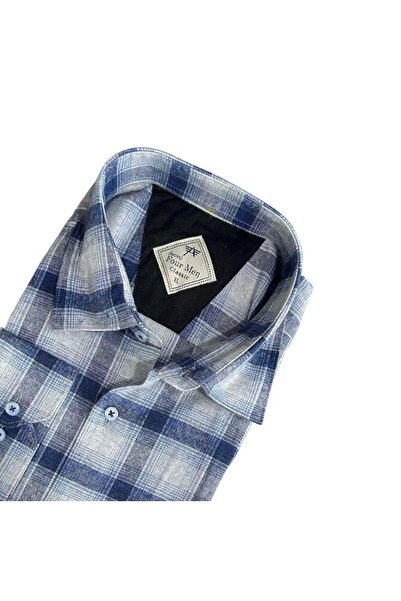 GÖMLEK GALERİSİ Classic Wide Cut Plaid Flannel Long Sleeve Men's Shirt