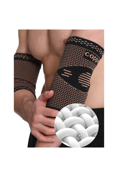 CUPROSMART Set 2 cotiere compresive cu fir de cupru CuproSmart®, marime L, Negru/Beige, unisex, sport