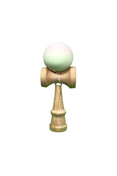 Berbis Kendama X Originala - Jucarie din Lemn, 18 cm, Model Roz-Verde in Degrade